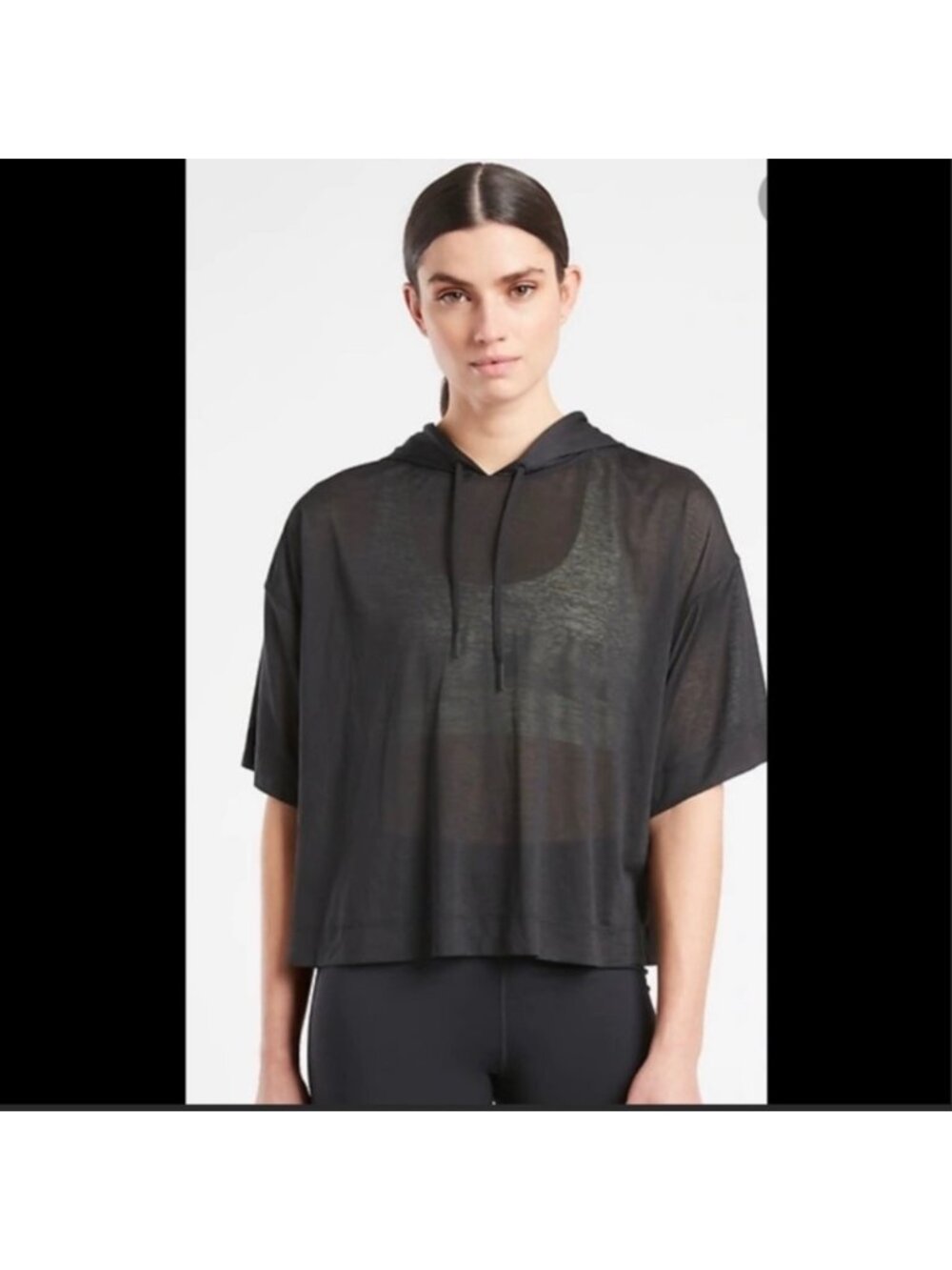 Athleta Black Vapor Workout Sheer Hoodie